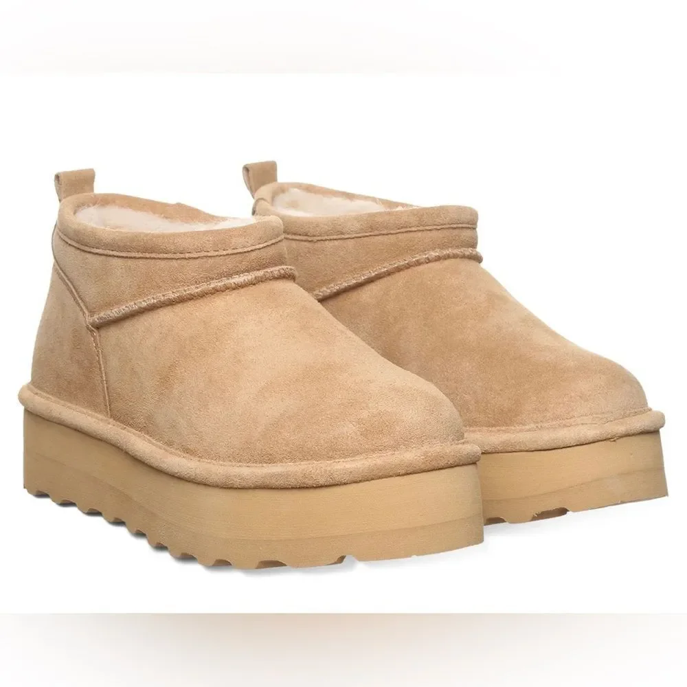 RETRO BearPaw SUPER SHORTY ICED COFFEE ankle boots; Size 4-5. NWOT!